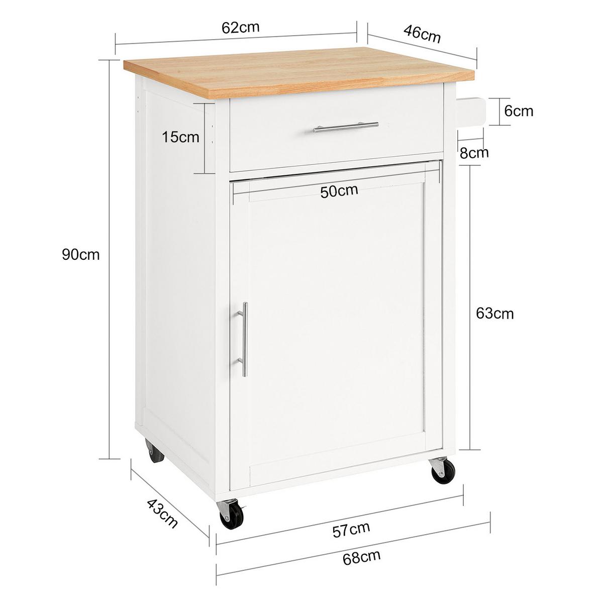 KÜCHENWAGEN Weiß - Weiß, Holzwerkstoff (68/90/46cm) - SoBuy