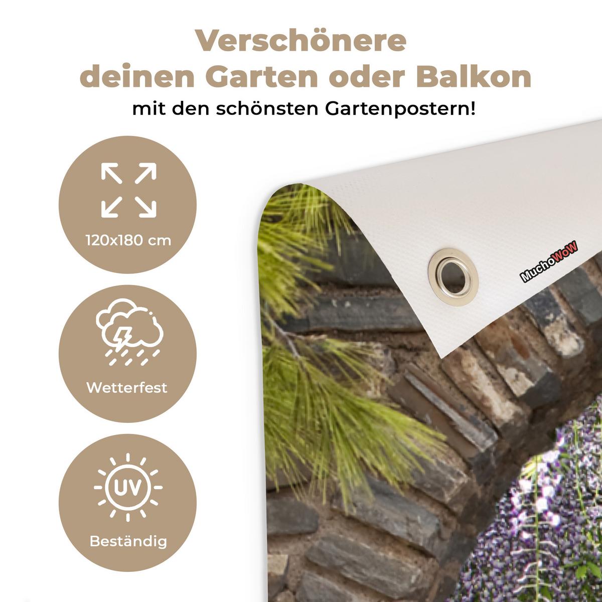 GARTENPOSTER Wald - Aussicht - Steine - Weg Bild 120x180 cm - Graubraun, Kunststoff (120/180/0.2cm) - OnlyWow