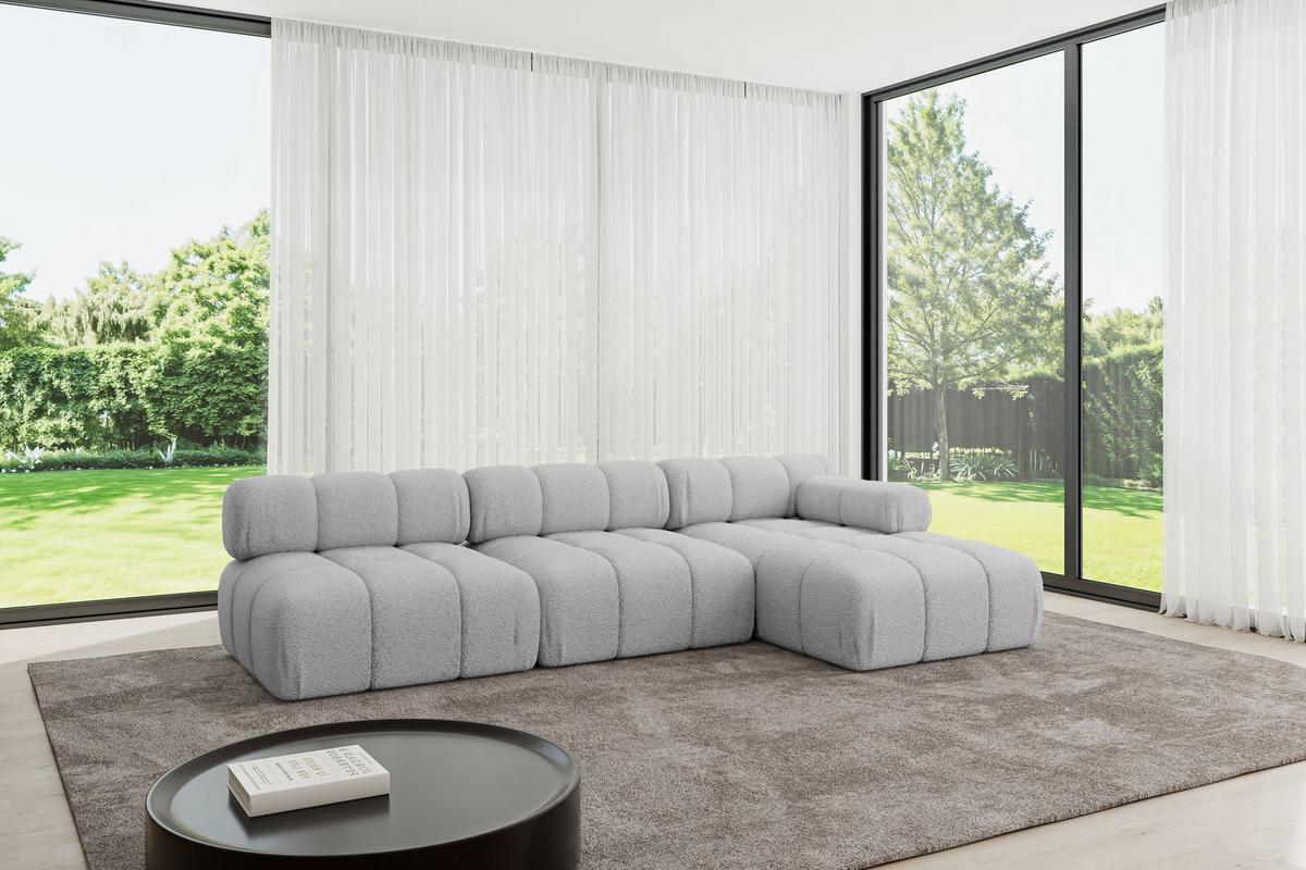 ECKSOFA modulares Sofa Razon-L2 - 285x160x70 cm Hellgrau Bouclé - Hellgrau, Holzwerkstoff/Textil (285/160cm) - ALTDECOR