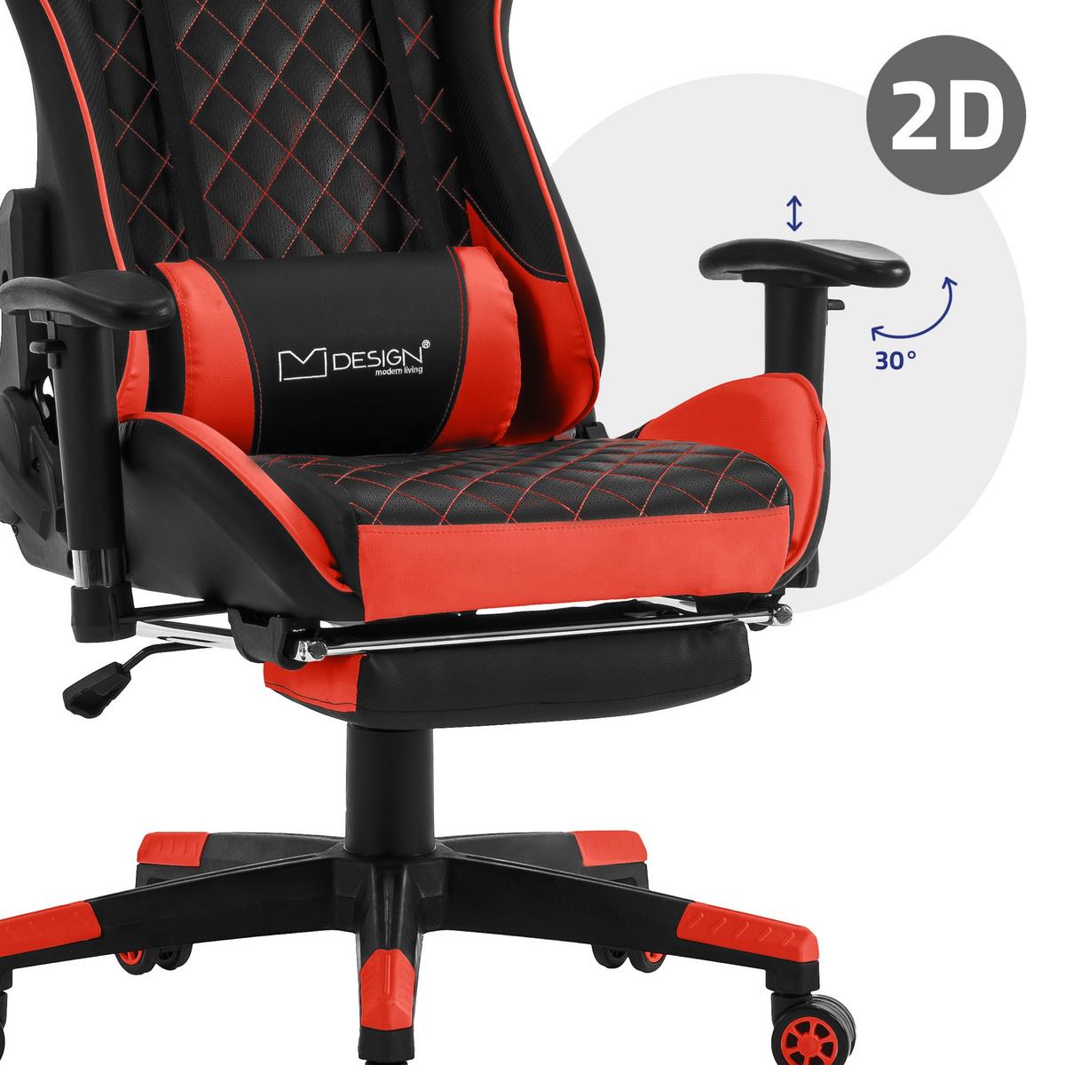 GAMINGSTUHL Kunstleder Schwarz-Rot - Rot/Schwarz, Metall (68/135/73cm) - ML-DESIGN