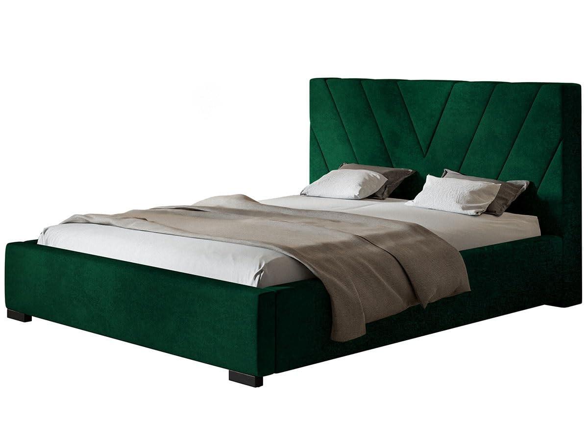 POLSTERBETT Palermo mit Kopfteil, 140x200 cm, Doppelbett mit Bettkasten und Lattenrost aus Holz, Velourstoff Grün - Grün, Holz/Textil (140/200cm) - Alpi-Möbel