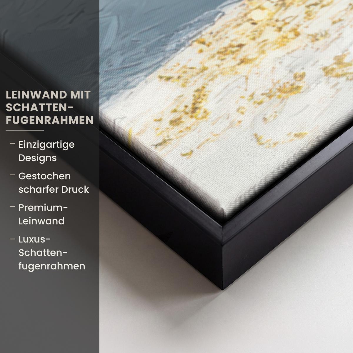 LEINWAND Bilder mit Rahmen - Baum - Winter - Baum des Lebens - Modern - Gold - 90x90 - Goldfarben, Textil (90/90cm) - MuchoWow