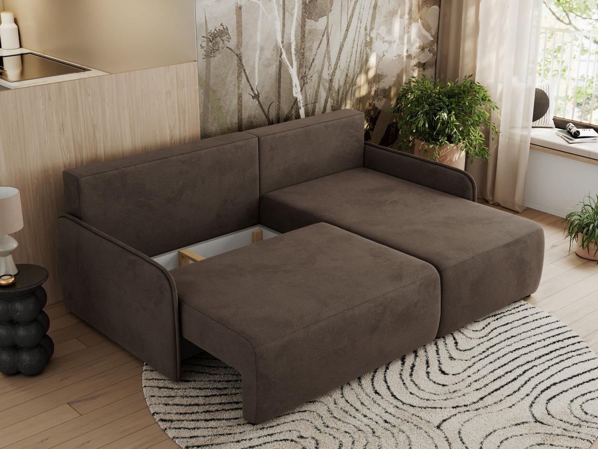 ECKSCHLAFSOFA ARPA L Braun Velvet - rechts - Schwarz/Braun, Kunststoff/Textil (150/198cm) - MKS