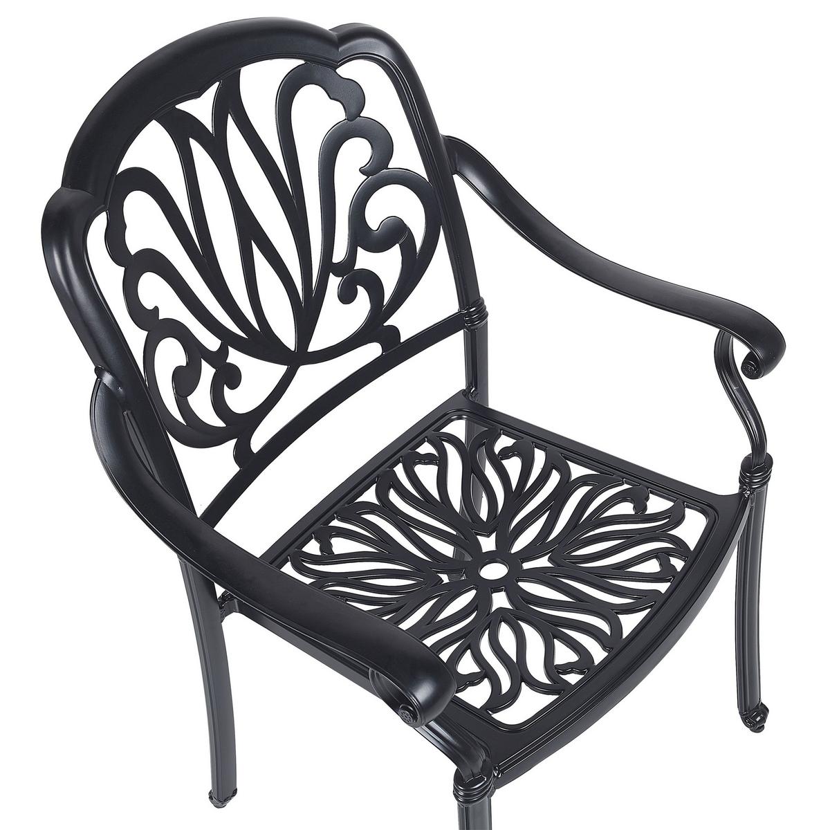 GARTENSTUHL 4er-Set Aluminium schwarz Ancona - Schwarz, Metall (68/97/65cm) - Beliani