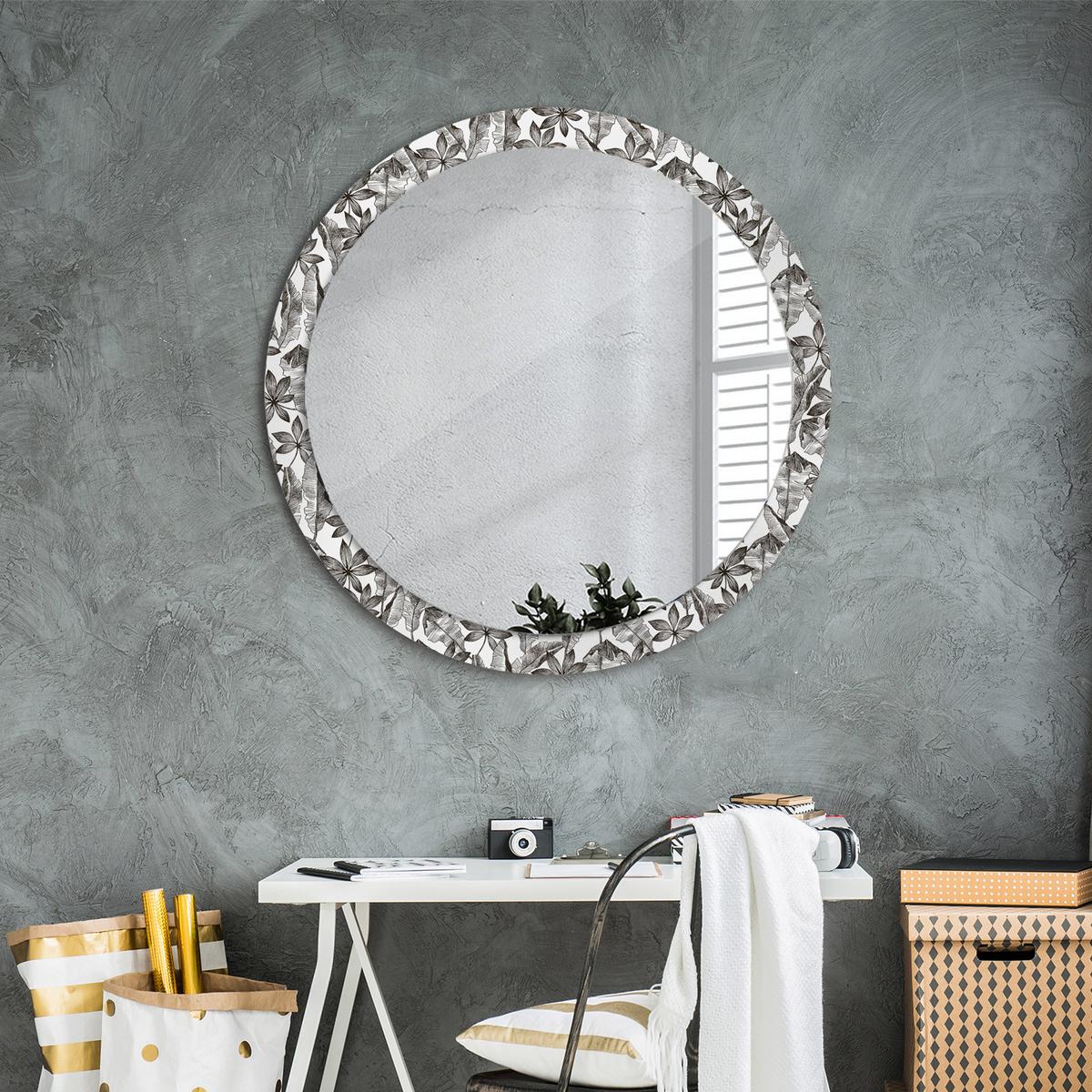 SPIEGEL Rund Ø 90 cm mit Aufdruck - Schwarz, Glas (90/90/0.4cm) - Wallfluent