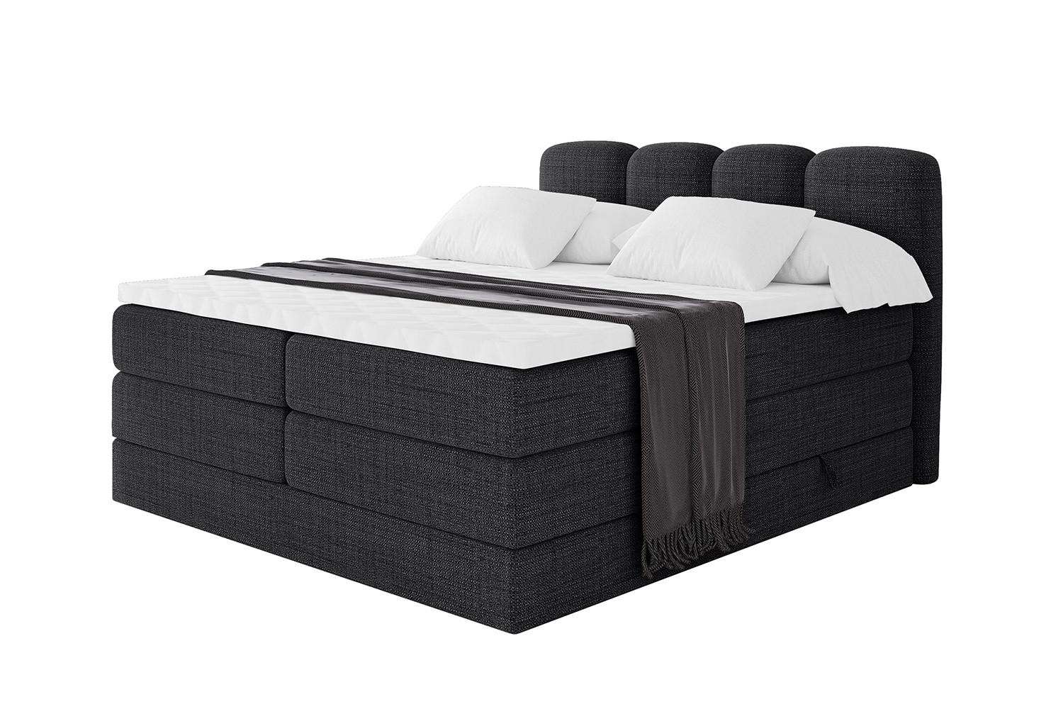 BOXBETT mit Matratze H3|H4 und Lattenrost - NINA KING - 180x200 cm Aragon - Schwarz - Schwarz, Holzwerkstoff (180/200cm) - ALTDECOR