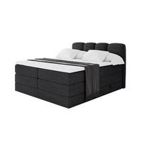 BOXBETT mit Matratze H3|H4 - NINA KING - 180x200 cm - Schwarz - Schwarz, Holzwerkstoff (180/200cm) - ALTDECOR