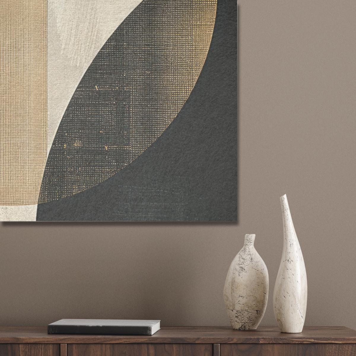 AKUSTIKBILD Abstrakt - Geometrische Formen - Schwarz - Gold Wanddeko 70x100 cm - Ecru, Kunststoff (70/100/0.9cm) - MuchoWow
