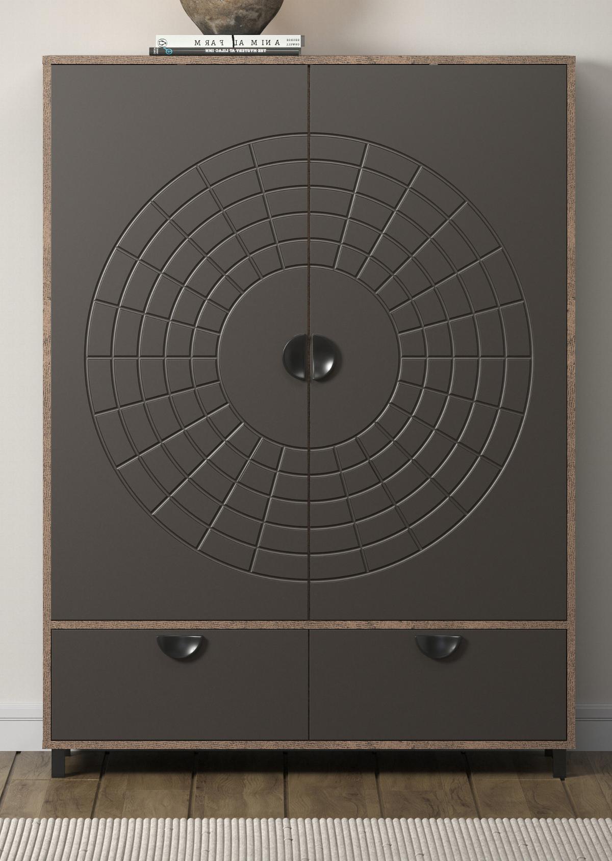 HIGHBOARD Bronze und Rostoptik 120 x 163 cm, Kommode mit Soft-Close - Rostfarben/Schwarz, Holzwerkstoff/Metall (120/163/42cm) - Top.Furn