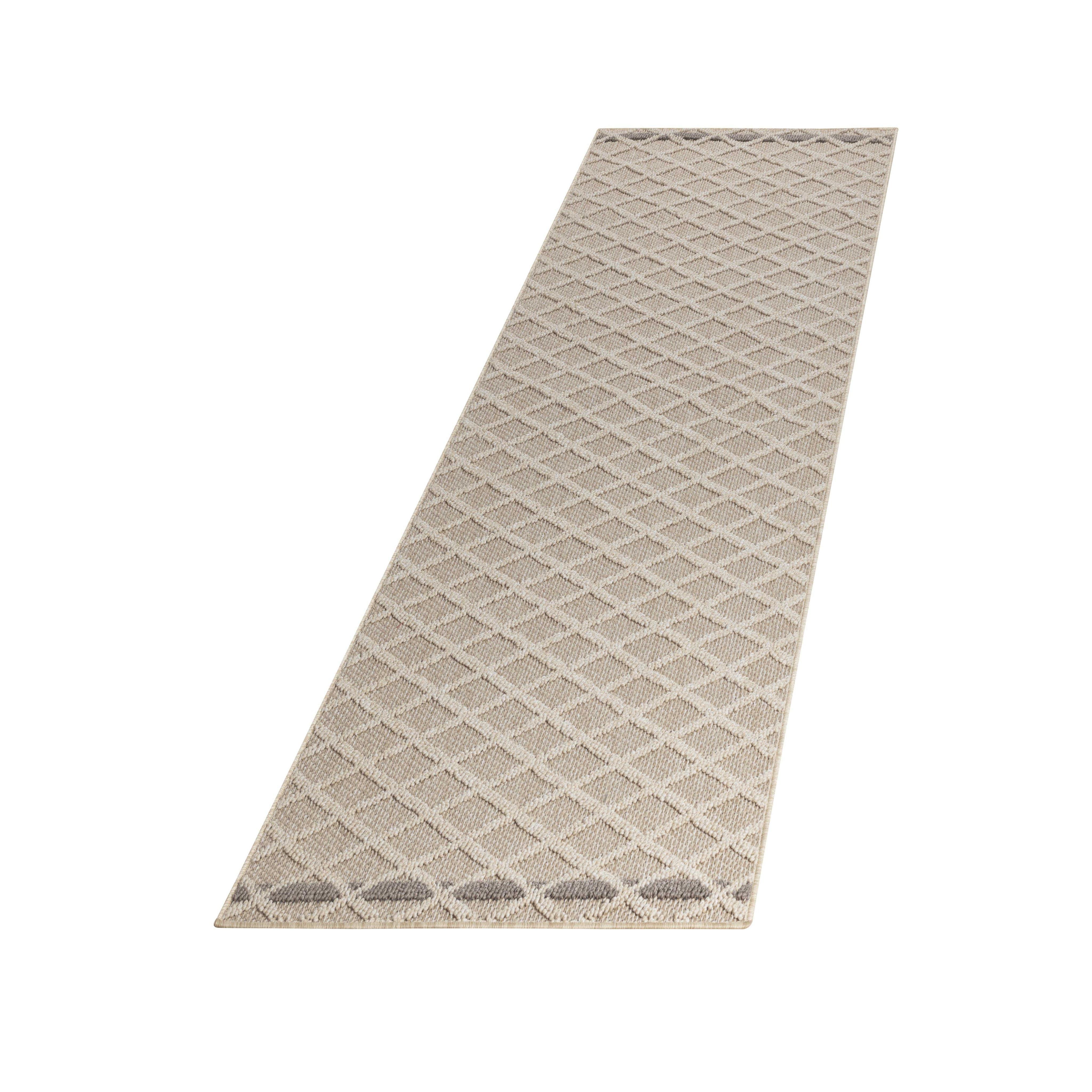 TEPPICH Outdoor IMST in Beige, mit Rautenmuster, 80 x 250 cm - Beige, Textil (80/250cm) - KADIMA DESIGN