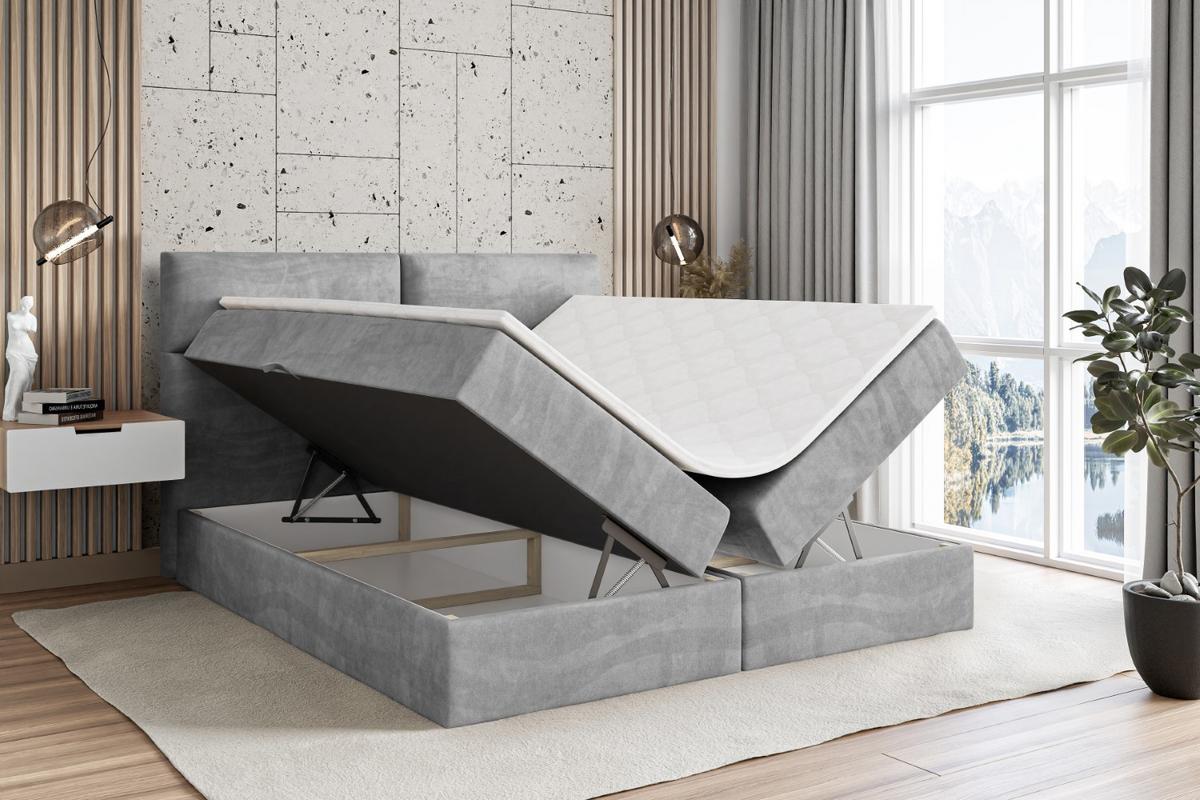 BOXBETT mit Matratze H3 und Lattenrost - BOXI3 - 140x200 cm Hellgrau - Hellgrau, Holzwerkstoff (140/200cm) - ALTDECOR