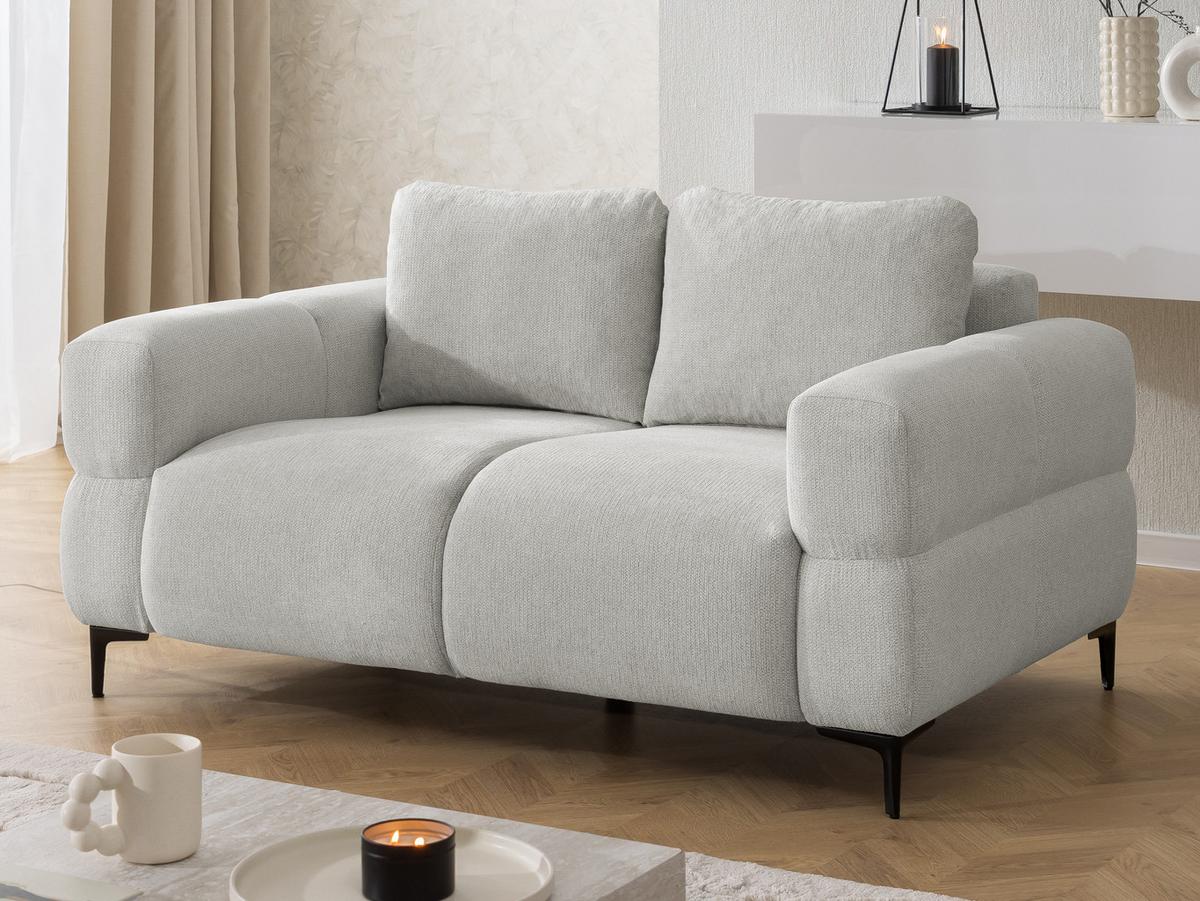 2-SITZER-SOFA Cardea in Bubble-Optik aus weichem Hellgrau Strukturstoff mit hohem Sitzkomfort - Hellgrau/Schwarz, Holz/Textil (154/80/97cm) - S-Style Möbel