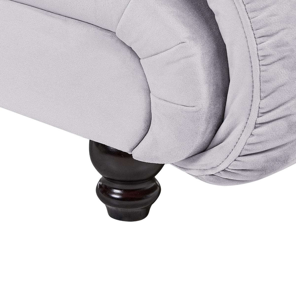 CHAISELONGUE Samtstoff hellgrau linksseitig Lormont - Grau, Textil (141/76/70cm) - Beliani