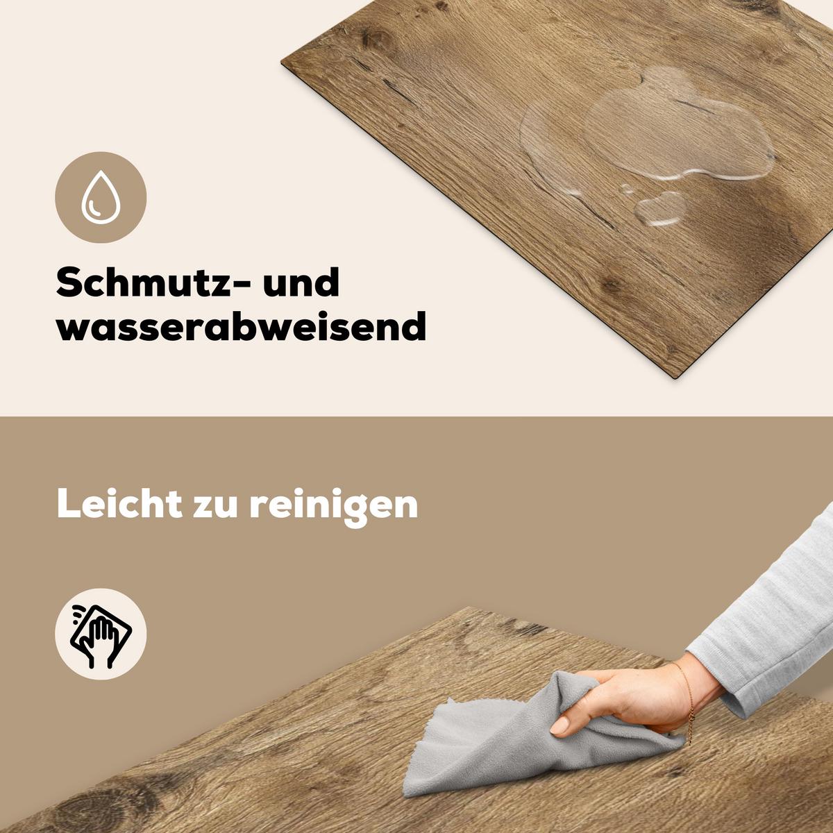 HERDABDECKPLATTE Holz - Braun - Holzoptik Herdabdeckung Induktionsfeld 70x52 cm - Eichefarben, Kunststoff (70/52/0.2cm) - MuchoWow