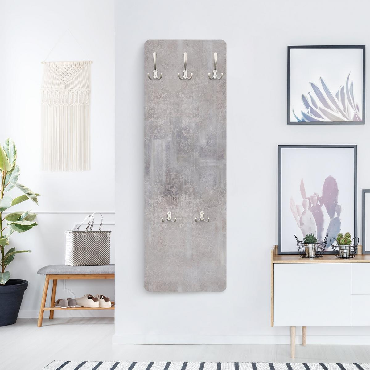 WANDGARDEROBE - Rustikales Betonmuster Grau 34/105 cm - Pastellblau, Holzwerkstoff (34/105/1.6cm) - Bilderwelten