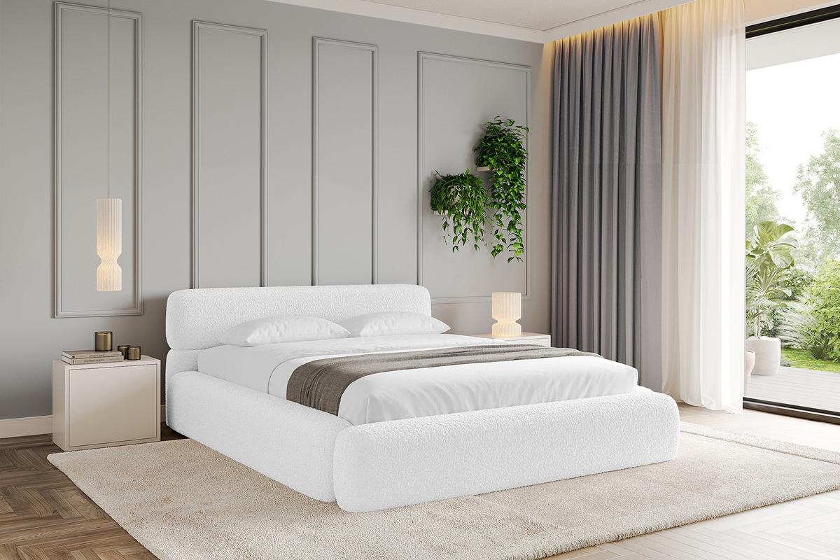 POLSTERBETT mit Bettkasten und Lattenrost, Bett mit Matratze H3/H4 - ENORA-V1 180x200 Weiß - Weiß, Holzwerkstoff/Textil (180/200cm) - ALTDECOR