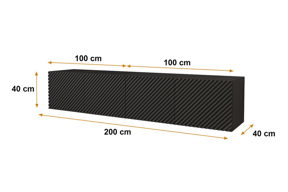 LOWBOARD ZENO-W 2x100x40x40 cm - Schwarz - Schwarz, Holzwerkstoff (200/40/40cm) - ALTDECOR