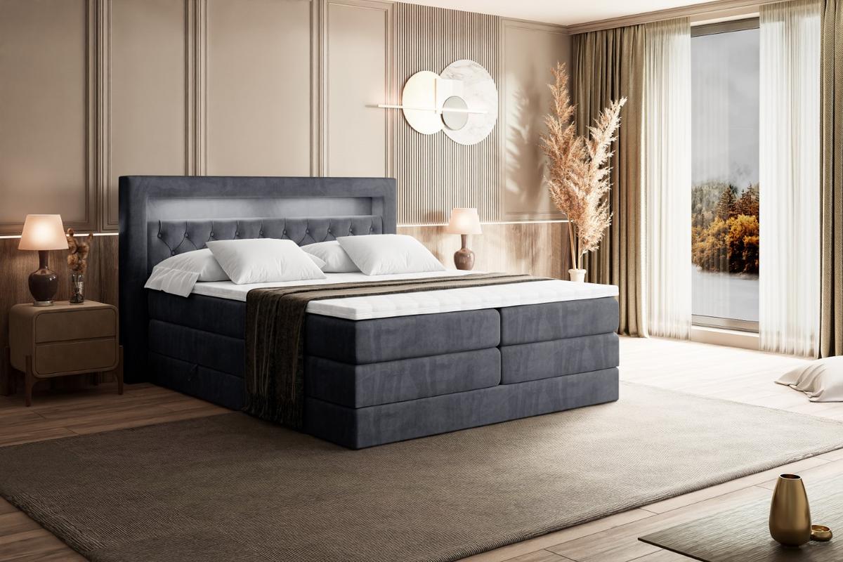 BOXSPRINGBETT NOEL GOLD KING - 160x200 - H3/H4 - Dunkelgrau - Dunkelgrau, Holzwerkstoff (160/200cm) - ALTDECOR