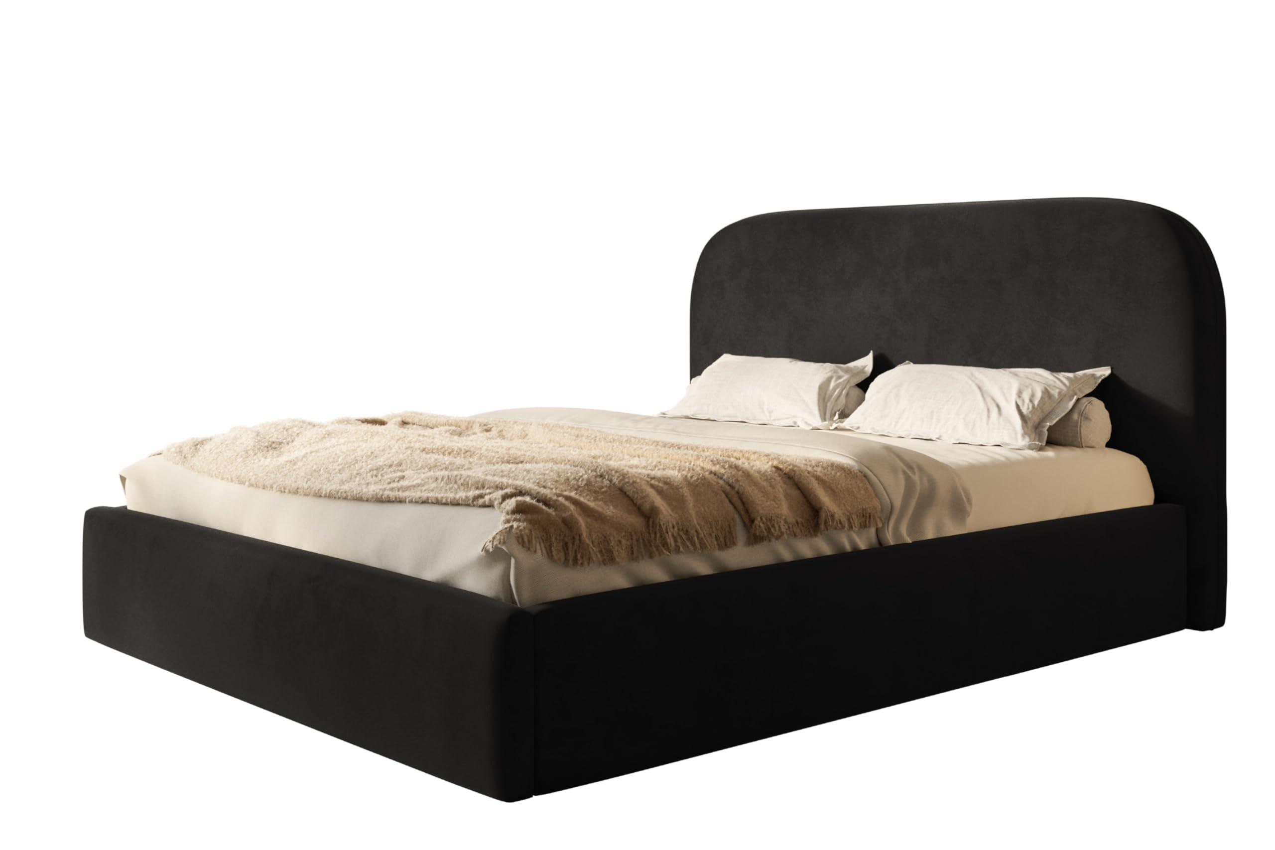 BETT 200x200 - Polsterbett mit Bettkasten und Metallrahmen - Modern Betten - Amor-Samtstoff - Kollektion Verona - Schwarz - Schwarz, Holz/Textil (200/200cm) - Alpi-Möbel