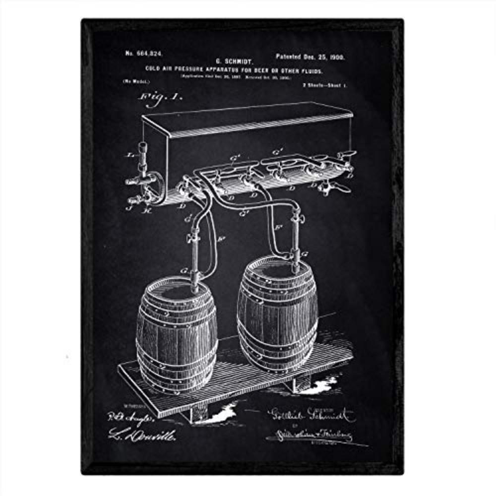 POSTER Patent Druck Bier A3 Rahmenlos - Schwarz, Papier (29.7/5/42cm) - Nacnic
