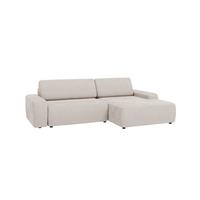 ECKSOFA Nancy Beige Cord - Beige/Schwarz, Holz/Kunststoff (264/162cm) - S-Style Möbel