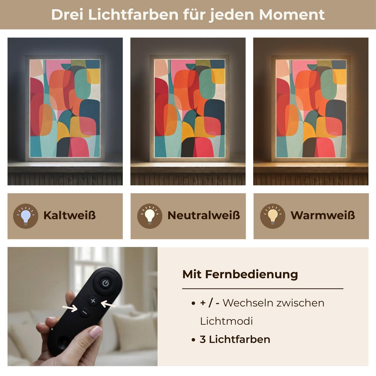WANDLEUCHTE MIT AKKU Formen - Bunt - Abstrakt - Flugzeuge 30x40 cm - Multicolor, Holzwerkstoff (30/40/8cm) - OnlyWow