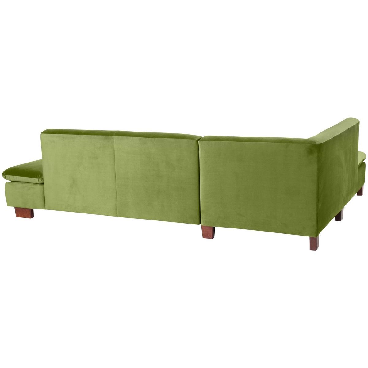 ECKSOFA mit Ottomane links Kaye Bezug Samtvelours Buche nussbaum dunkel / oliv - Grün, Kunststoff (190/270cm) - 58aufmkessel