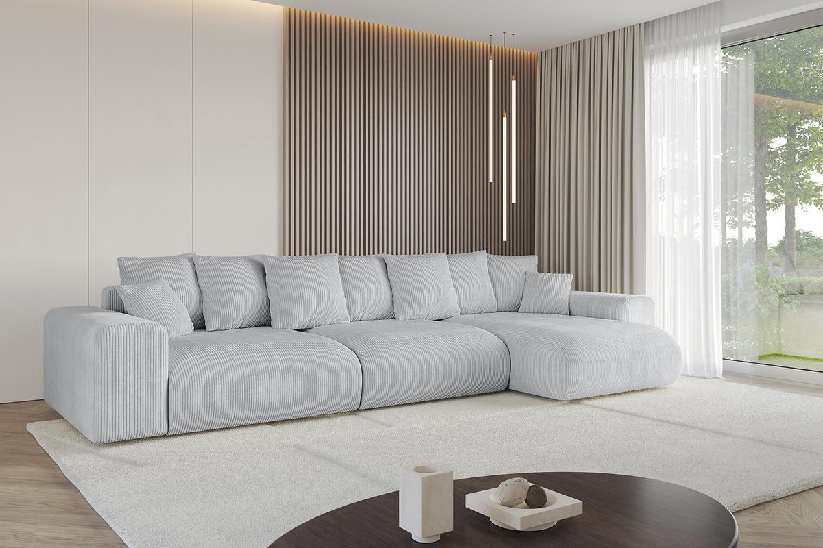 ECKSOFA Ottomane rechts ESKAR-L2 364x176x72 Grau Cord - Schwarz/Grau, Holzwerkstoff/Kunststoff (176/364cm) - ALTDECOR