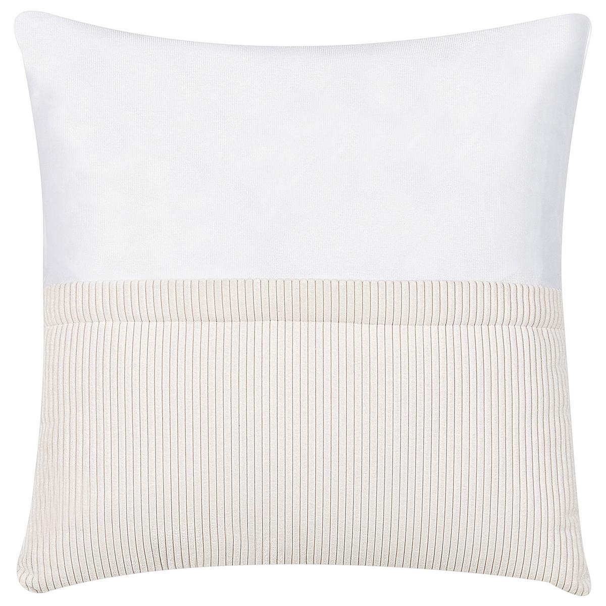 ECKSOFA 4-Sitzer Cord Cremeweiß rechtsseitig Lungo - Creme/Weiß, Textil (285/160cm) - Beliani