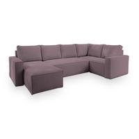 WOHNLANDSCHAFT NORENA R-S Lila Kordstoff mit Schlaffunktion - Lila, Holz (295/85/157.5cm) - MASSENO