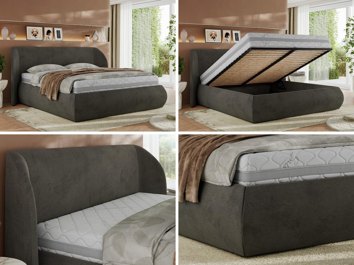 POLSTERBETT CAELA CLASSIC 200/200 - Dunkelgrau Velvet - Pocket-Matratze - Dunkelgrau, Textil (200/200cm) - MKS