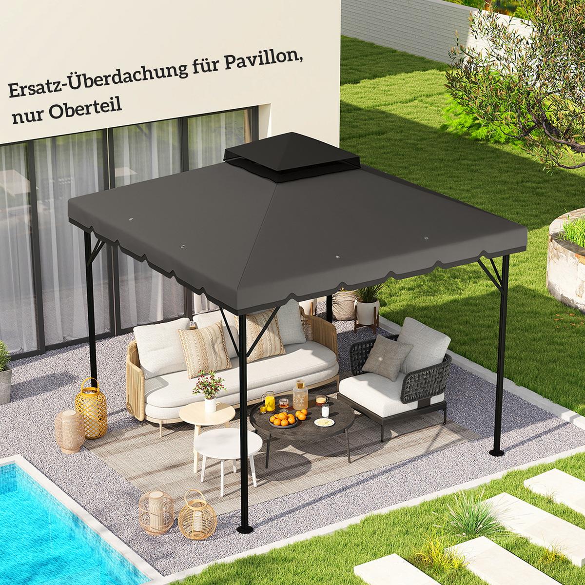 PAVILLON-ERSATZDACH Polyester Hellgrau Dunkelgrau - Dunkelgrau, Textil (300/1/300cm) - Outsunny