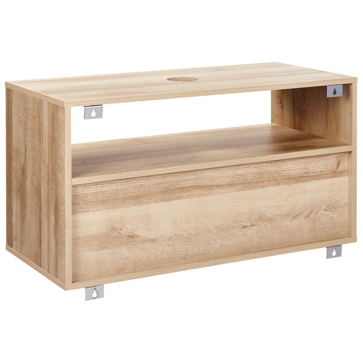 WASCHBECKENUNTERSCHRANK wandmontiertk 86 cm Hellbraun Rosell - Naturfarben, Holzwerkstoff (86/45/40cm) - Beliani