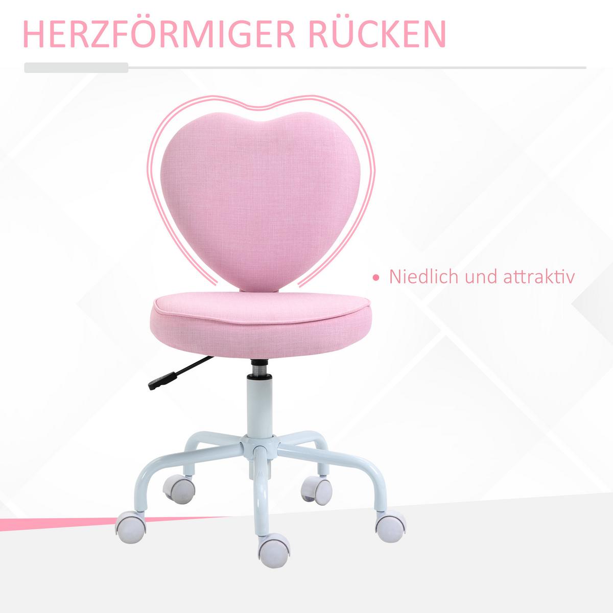 DREHSTUHL, Rosa - Rosa, Textil (50/89/42cm) - HOMCOM