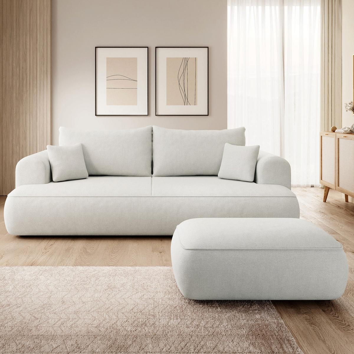 POUF Ovo 1-Sitzer 100 cm - Hellgrau/Schwarz, Kunststoff/Textil (100/44/68cm) - Selsey