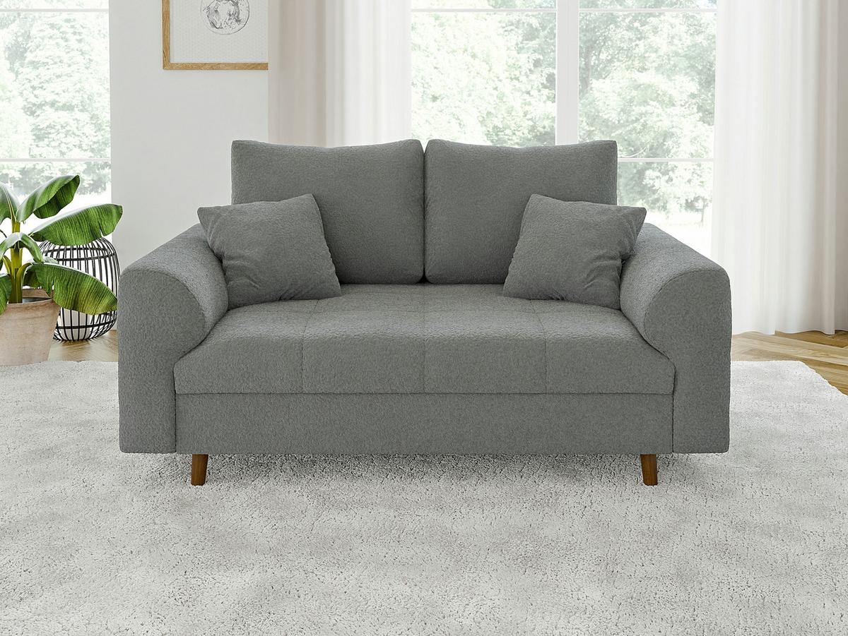2-SITZER-SOFA Henrik Grau Boucle - Braun/Grau, Holz/Textil (150/81/93cm) - S-Style Möbel