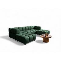 SOFA 3-sitzer Und 2-polsterhocker Flow - Grün, Holzwerkstoff/Textil (288/71/96cm) - Fun Möbel