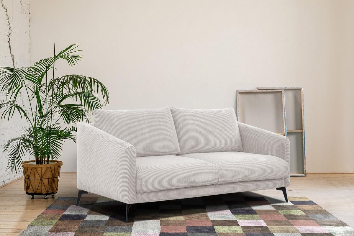 SOFA VILT 2,5-Sitzer, weiß - Schwarz/Weiß, Holzwerkstoff/Textil (202/89/94cm) - Wozimo