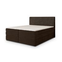 BOXSPRINGBETT MATERN 200x200 cm mit Matratze und Topper, H2+H3 - Braun - Braun, Holz (200/200cm) - MASSENO