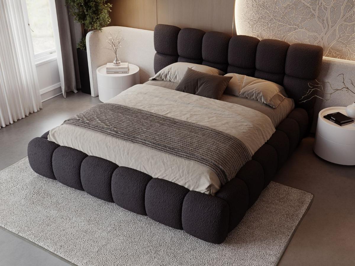 POLSTERBETT Modo 120x200 Bouclé-Stoff Schwarz - Schwarz, Textil (120/200cm) - Graingold