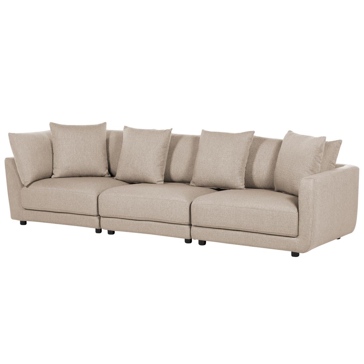 3-SITZER-SOFA beige mit Ottomane Sigtuna - Beige/Schwarz, Textil (300/86/102cm) - Beliani