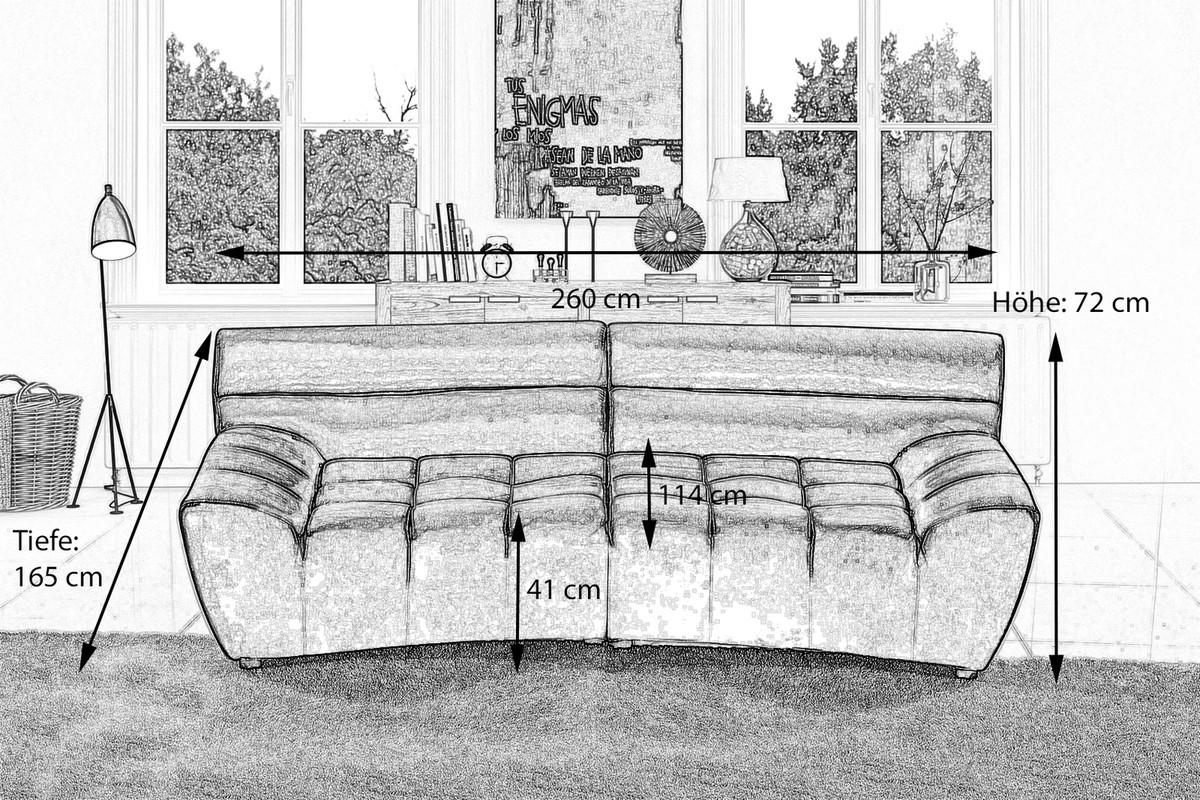 BIG SOFA NERLA Grau Webstoff - Schwarz/Braun, Textil (260/78/165cm) - KAWOLA