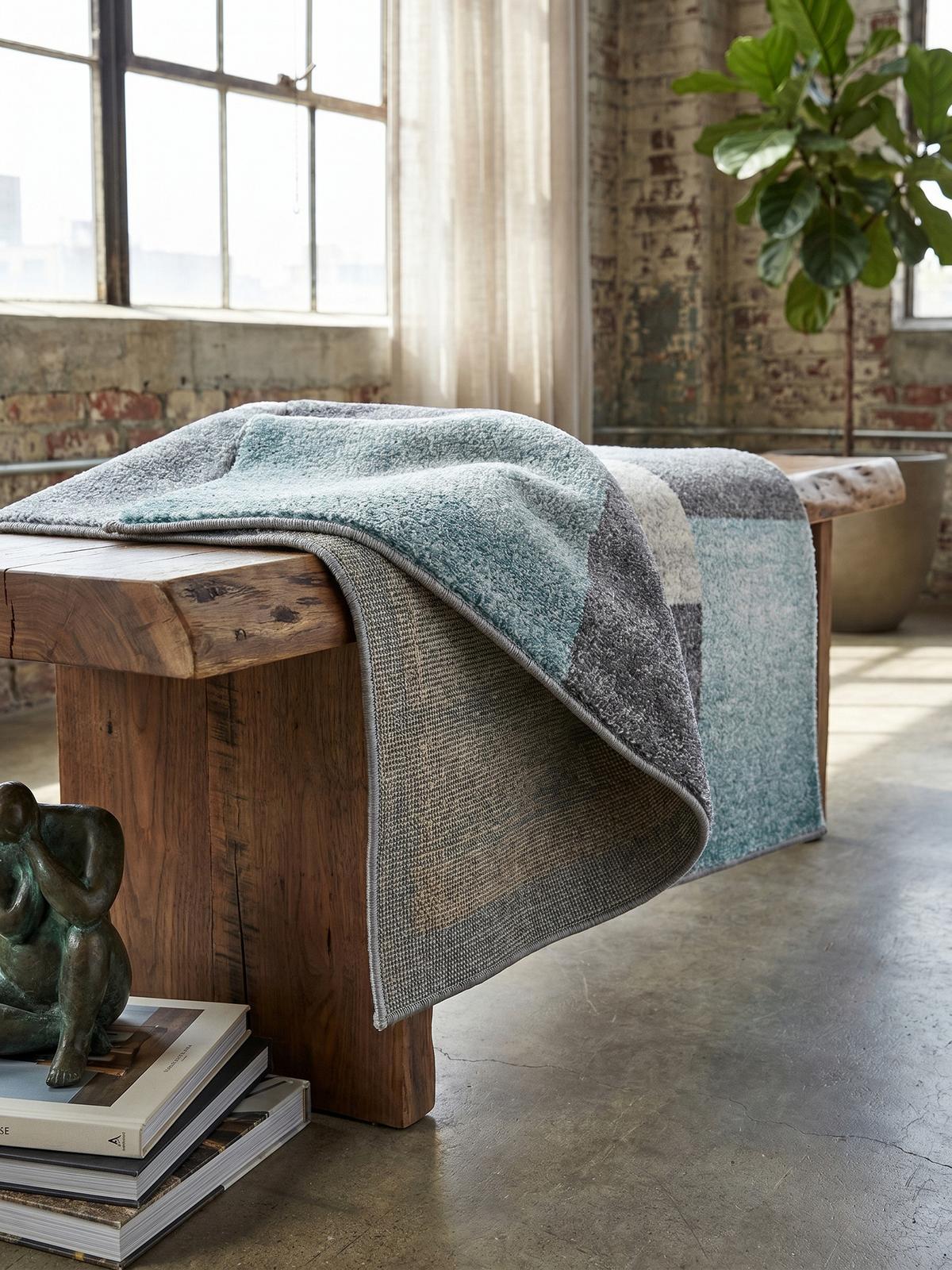 TEPPICH Kurzflor SOLDA in Blau, kariert, 140 x 200 cm - Blau, Textil (140/200cm) - KADIMA DESIGN