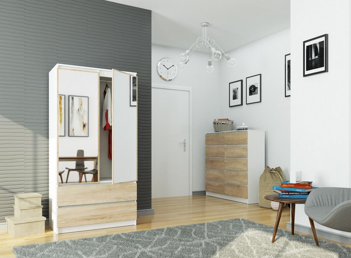 KLEIDERSCHRANK Weiß, Eiche Sonoma 180/90/51 - Weiß, Holzwerkstoff (90/180/51cm) - RAUMHIRSCH FURNITURE