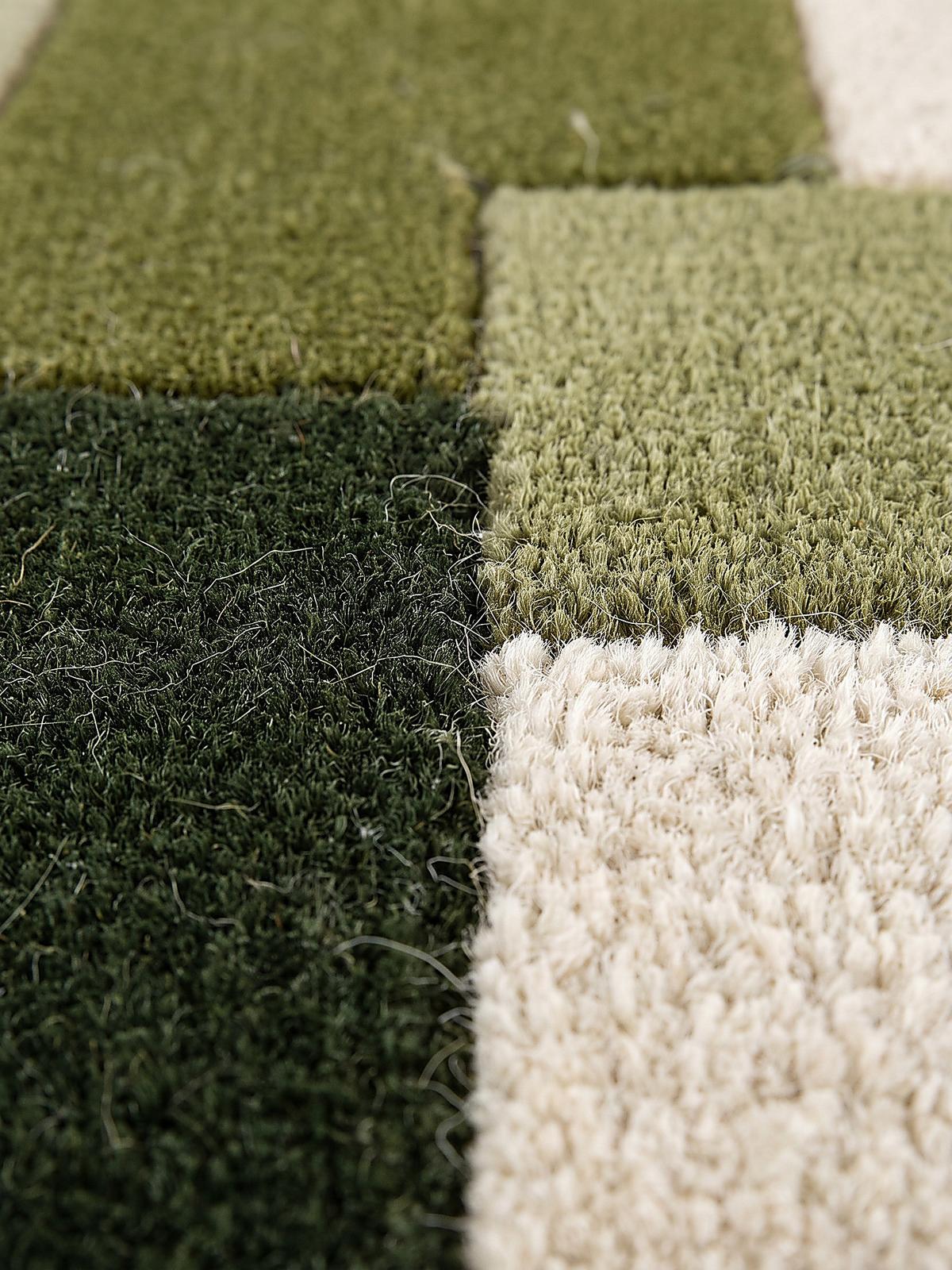 TEPPICHLÄUFER handgetuftet HALLEIN, Farbblöcke, Erdtöne-Grün, 66 x 300 cm - Grün, Textil (66/300cm) - KADIMA DESIGN