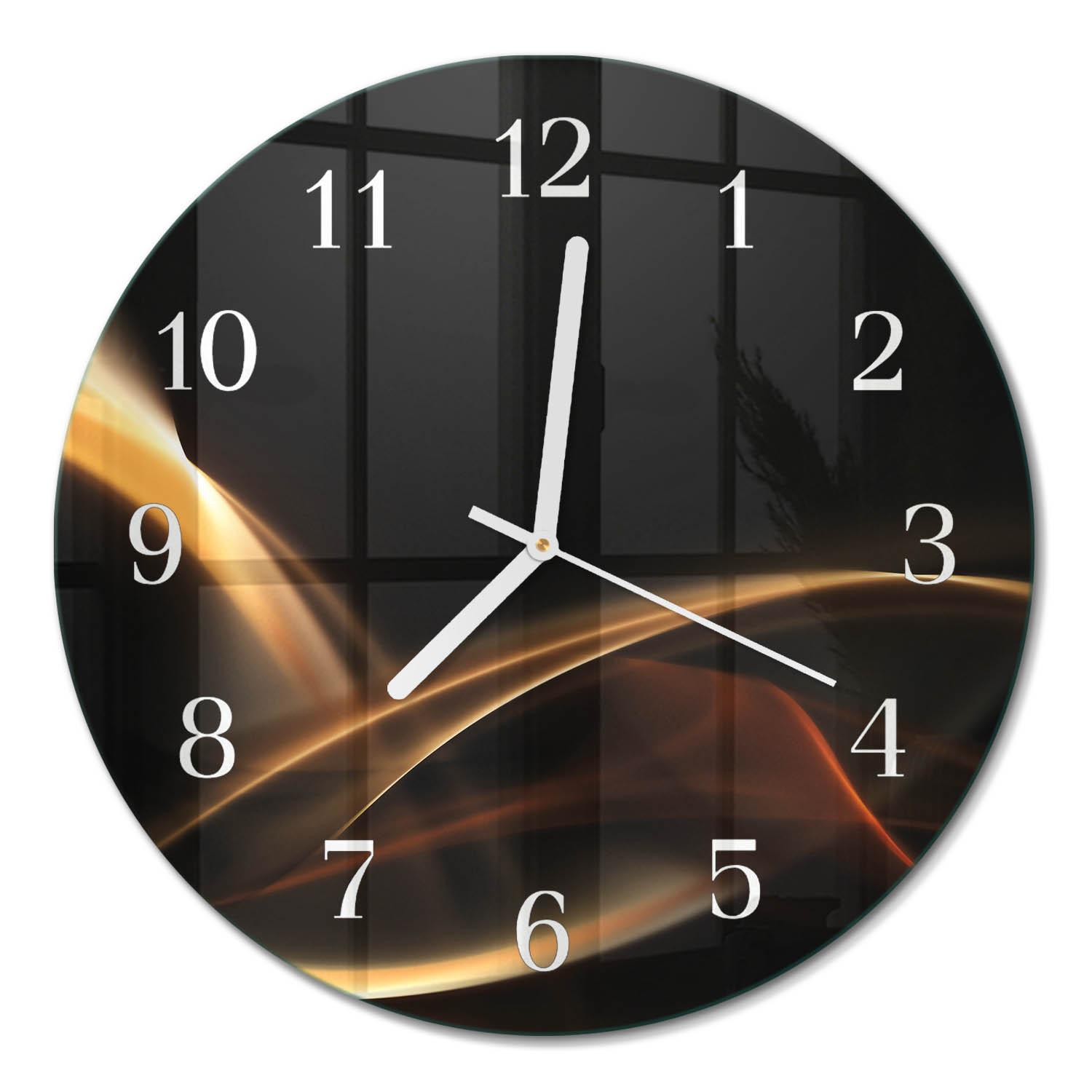 WANDUHR aus Glas Ø30 cm - Abstrakte Linien - Goldfarben, Glas (30/30/0.4cm) - TULUP