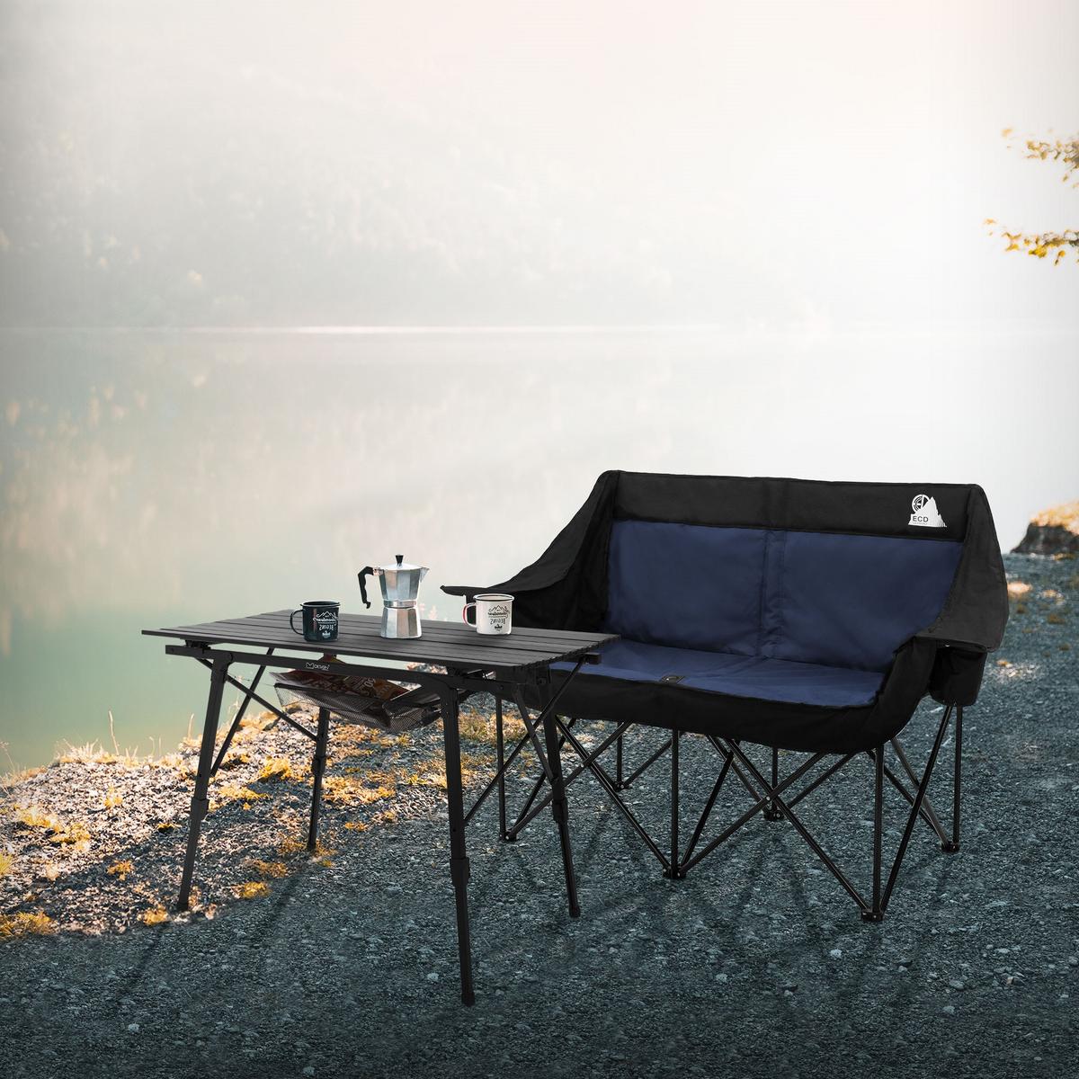 CAMPINGSTUHL 2-Sitzer Blau faltbar mit Stahlgestell 54,5x145,92 cm - Blau, Textil (145/92/54.5cm) - ECD-Germany