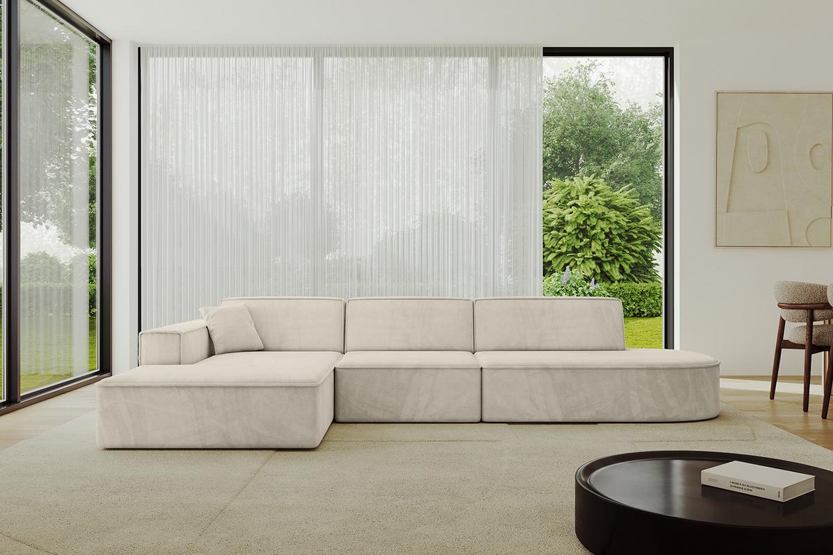 ECKSOFA Ottomane Links IREA-L2-v4 - 328x171x79 cm Dunkelgrau - Ecru, Holzwerkstoff/Textil (328/171cm) - ALTDECOR