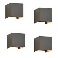 WANDLEUCHTE Maria 4er-Set - Grau, Metall (10/10/10cm) - Nettlife