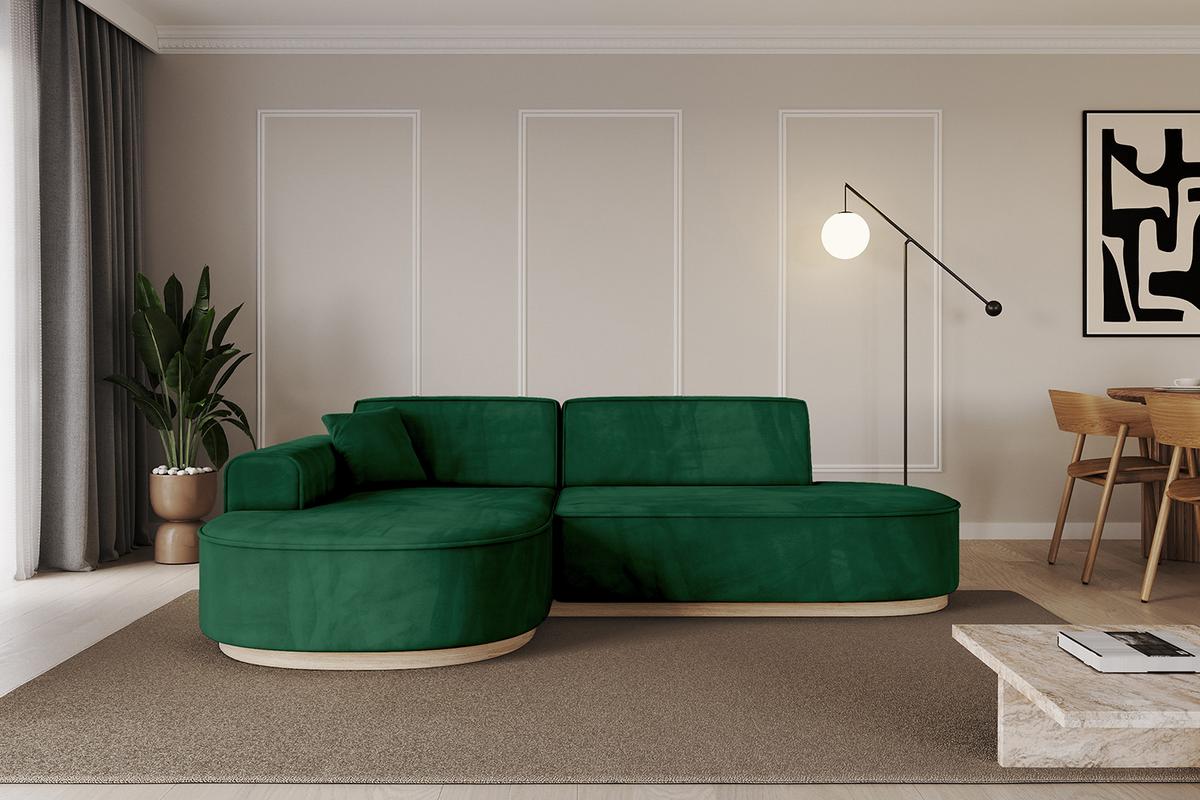 ECKSOFA Ottomane Links MARI-L1-v1 - 243x171x83 cm Dunkelgrün Velours - Dunkelgrün, Holzwerkstoff/Textil (243/171cm) - ALTDECOR